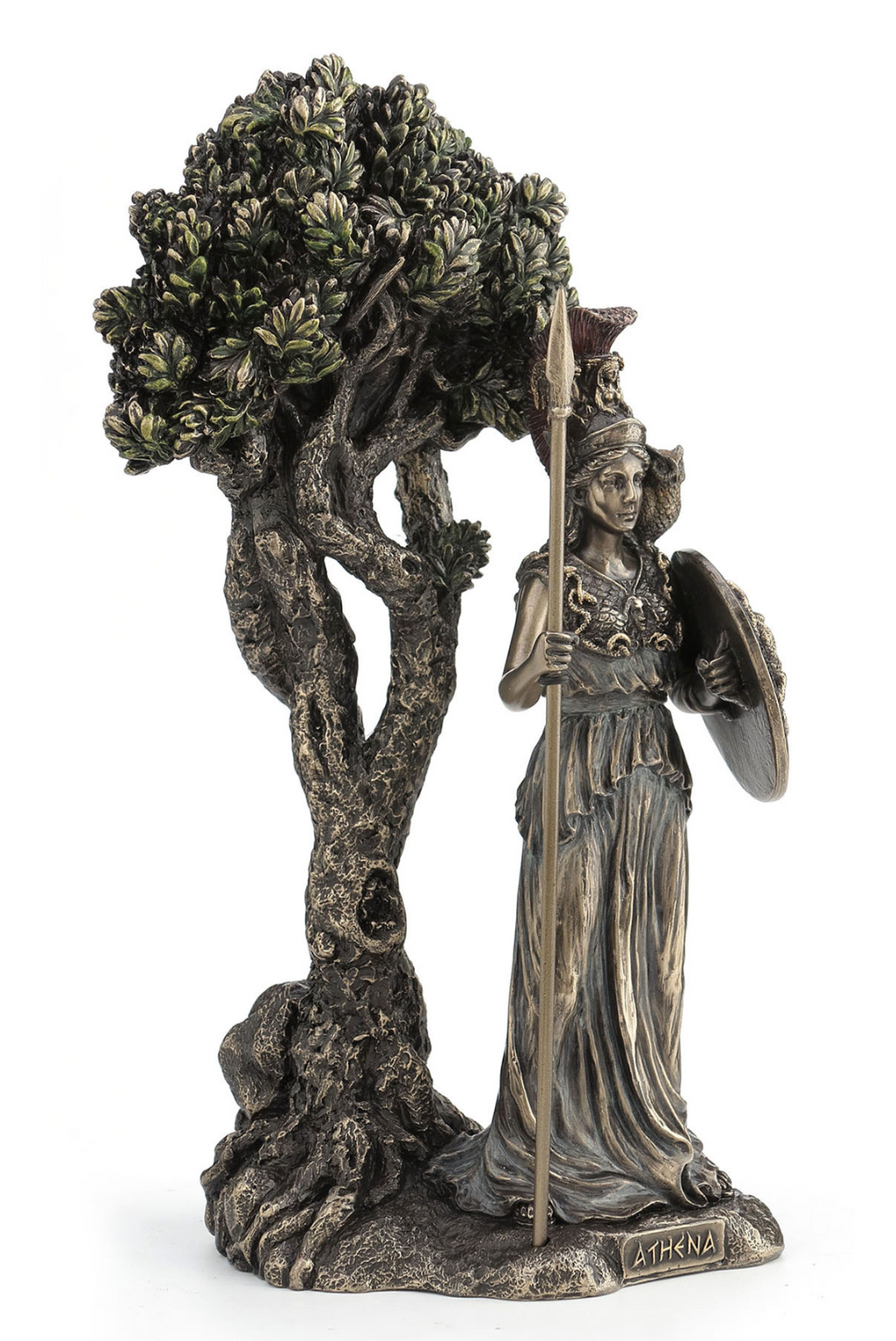 Athena and Olive Tree Cold Cast Bronze Statue