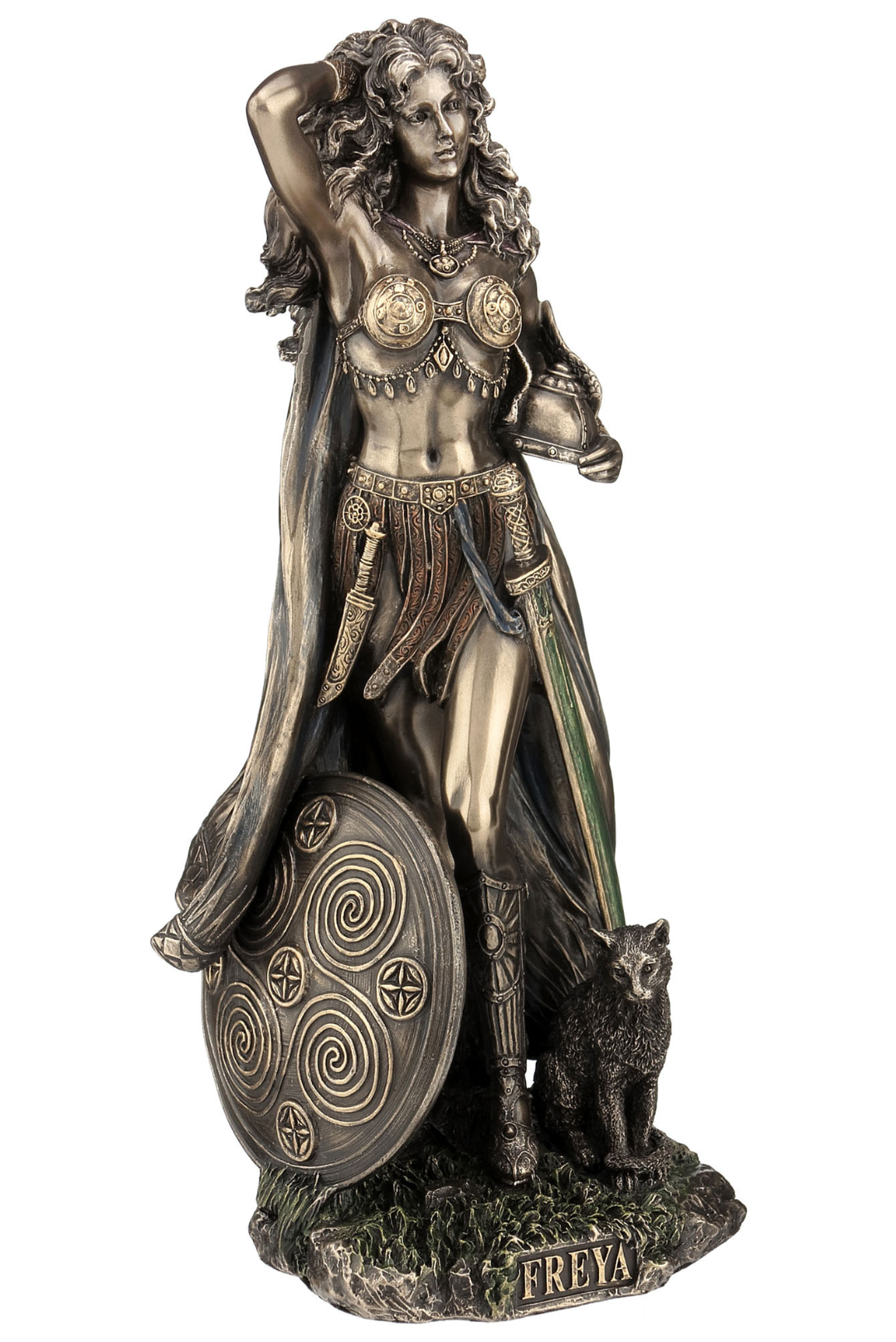 Freya and Cat Cold Cast Bronze Statue