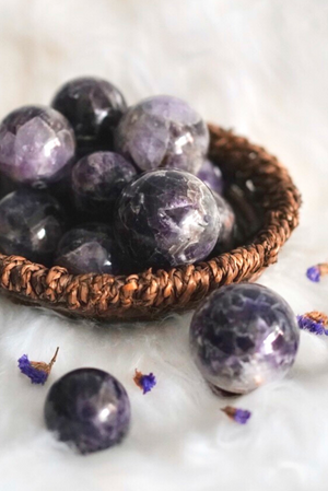 Chevron Amethyst Spheres for Spiritual Development