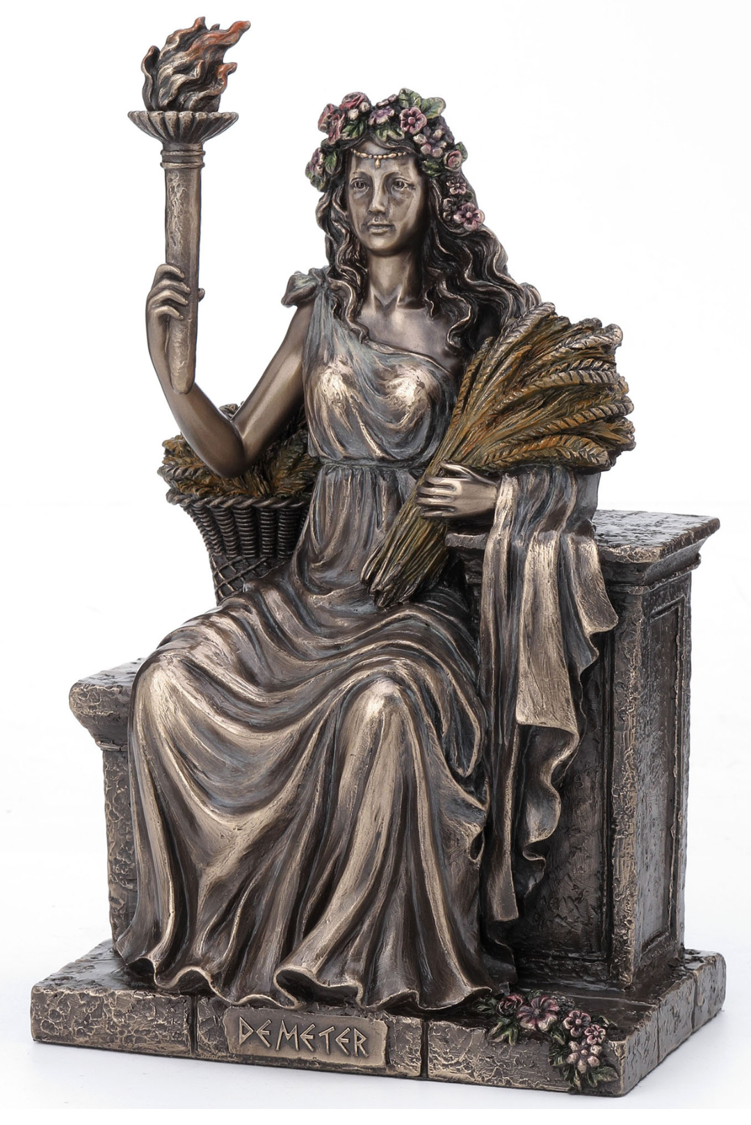 Demeter Goddess of Agriculture Cold Cast Bronze Statue