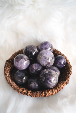 Chevron Amethyst Spheres for Spiritual Development