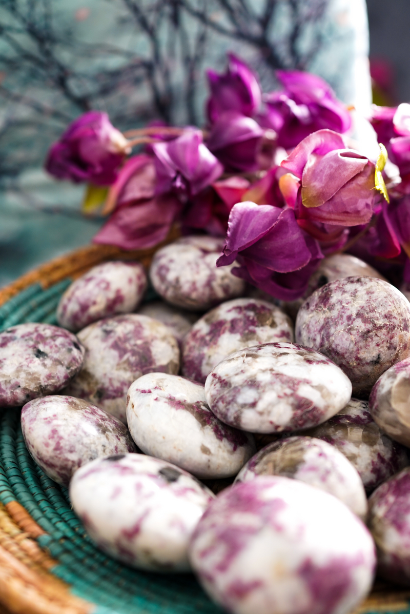 Red Rubellite Tourmaline Palm Stones for Release & Security