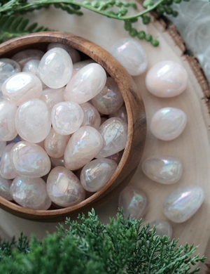 Tumbled Angel Aura Rose Quartz for Angelic Love