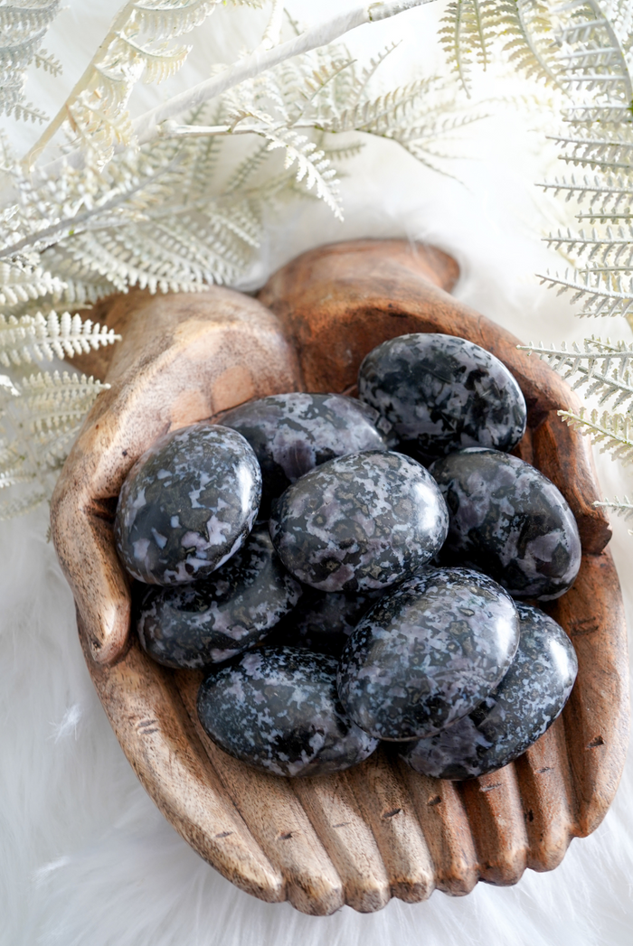 Indigo Gabbro Palm Stones for Magic & Psychic Connection