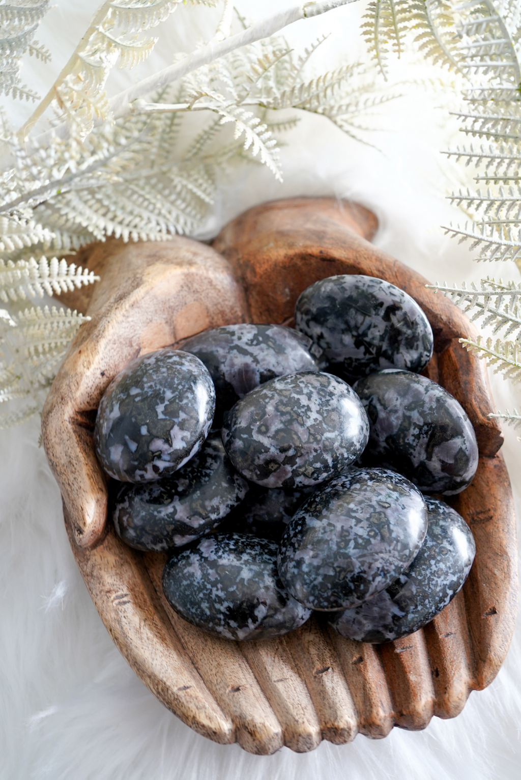 Indigo Gabbro Palm Stones for Magic & Psychic Connection