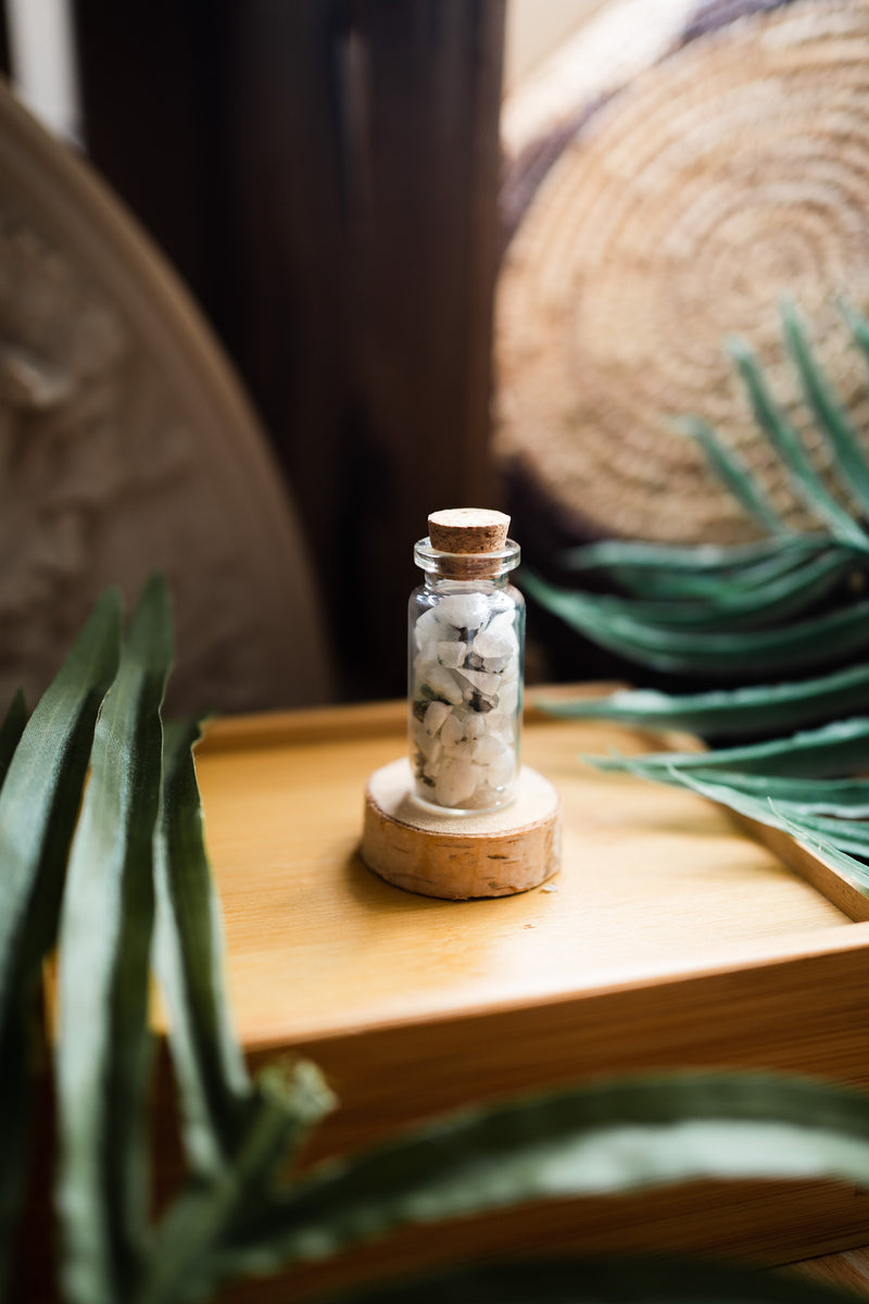 Crystal Chip Cork Jars - Various Stones