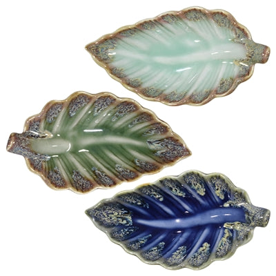 Hand-Glazed Ceramic Leaf Dish - Various Colors