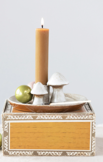 Stoneware Mushroom Taper Candle Holder