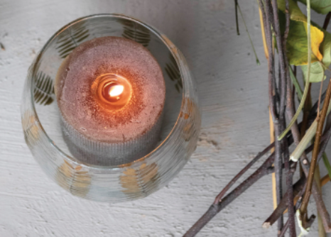 Natural Botanical Blown Glass Votive Candle Holder