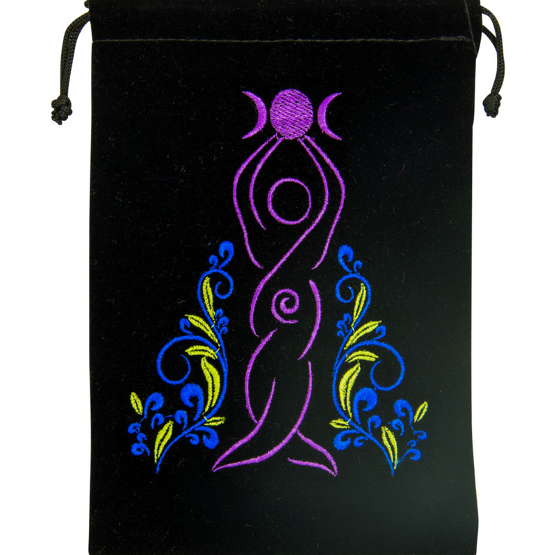 Embroidered Black Velvet Pouches - Various Designs