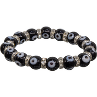 Glass Evil Eye & Rhinestone Stretch Bracelets - Various Colors
