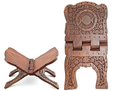 Carved Wooden Triple Moon Book Holder