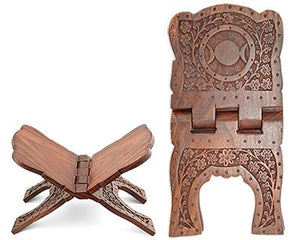 Carved Wooden Triple Moon Book Holder
