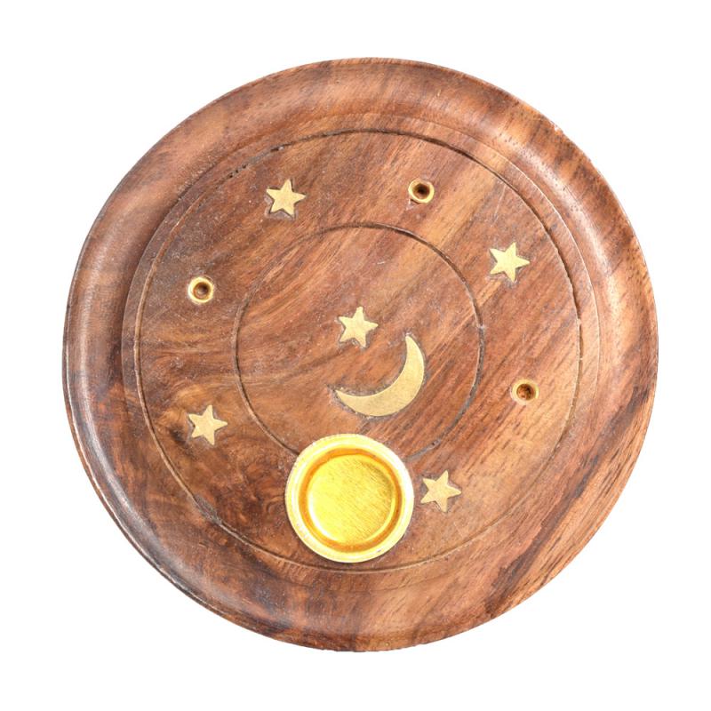 Celestial Inlaid Wood Plate Incense Burner