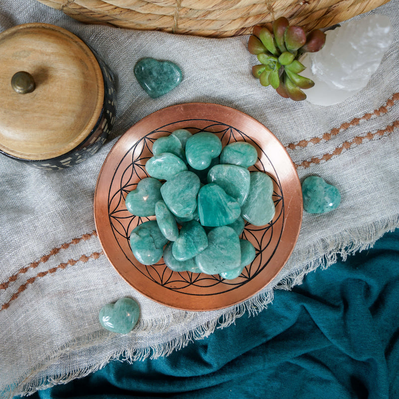 Amazonite Heart Carvings for Inner Peace
