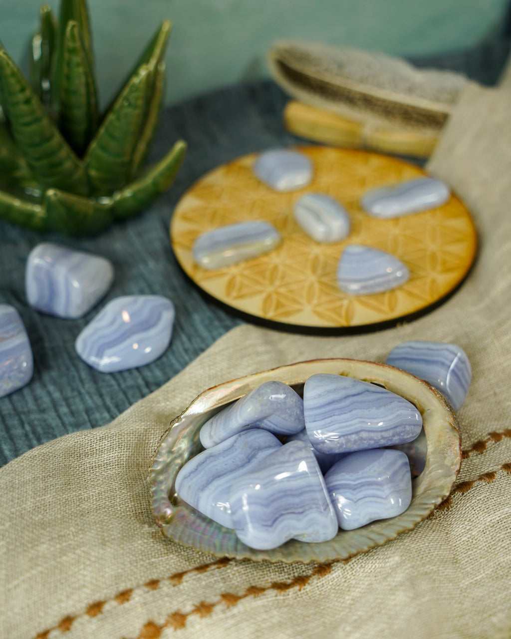 Tumbled Blue Lace Agate for Happiness & Personal Growth