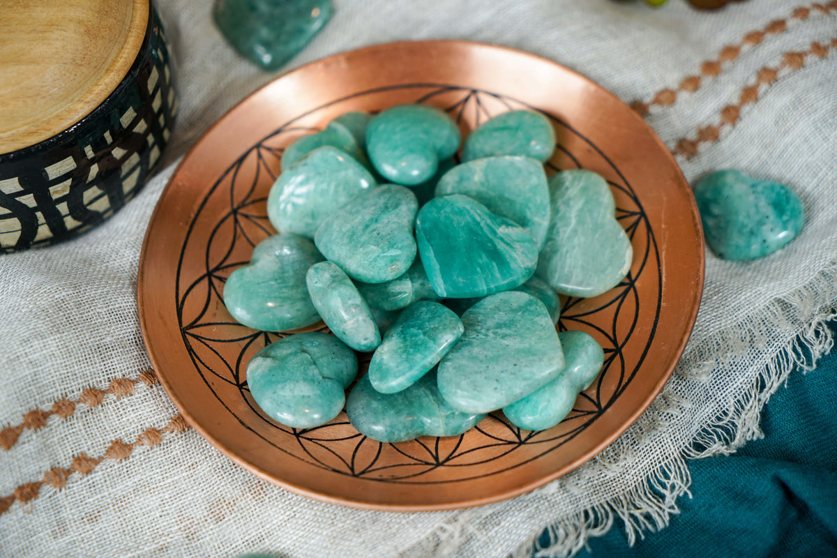 Amazonite Heart Carvings for Inner Peace