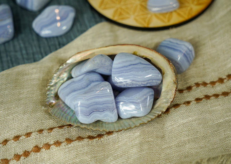 Tumbled Blue Lace Agate for Happiness & Personal Growth