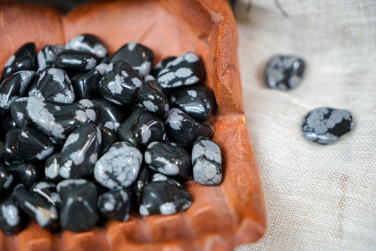 Tumbled Snowflake Obsidian for Balance & Courage