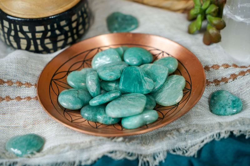 Amazonite Heart Carvings for Inner Peace
