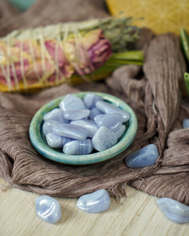 Tumbled Blue Chalcedony for Soothing & Support