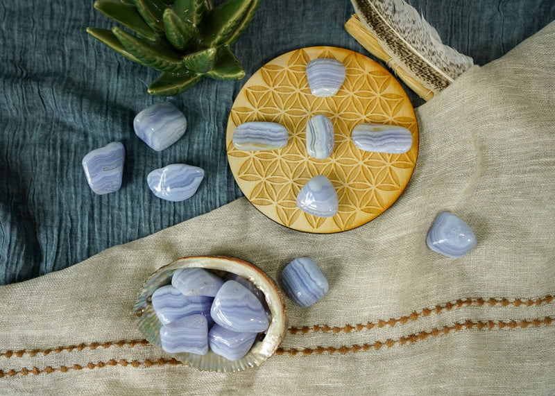 Tumbled Blue Lace Agate for Happiness & Personal Growth