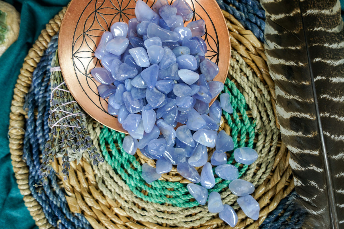 Tumbled Blue Chalcedony for Soothing & Support