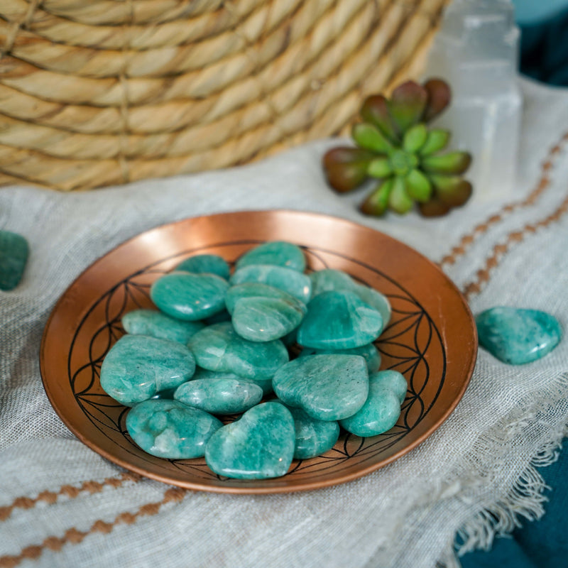 Amazonite Heart Carvings for Inner Peace