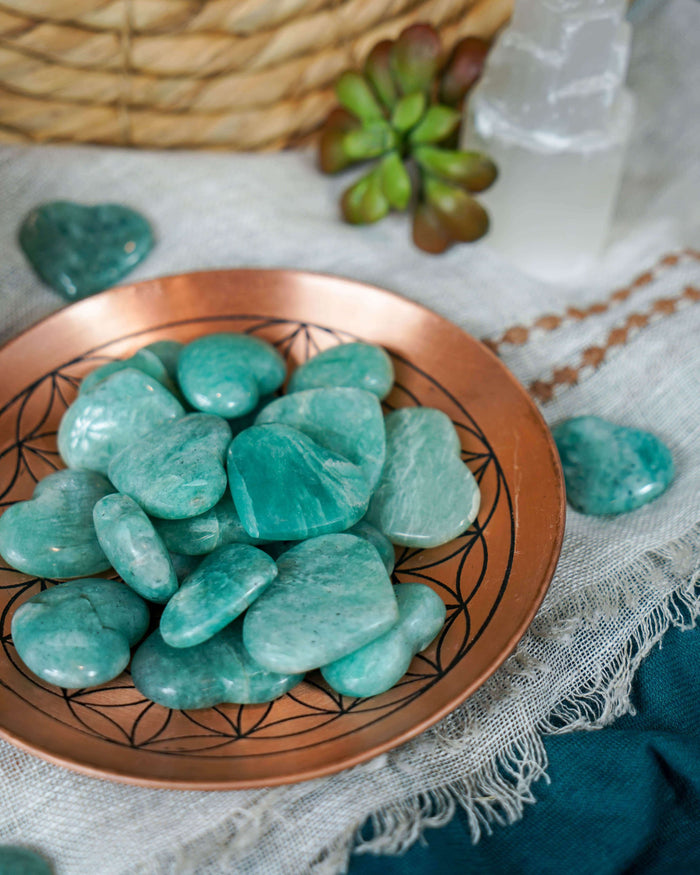 Amazonite Heart Carvings for Inner Peace