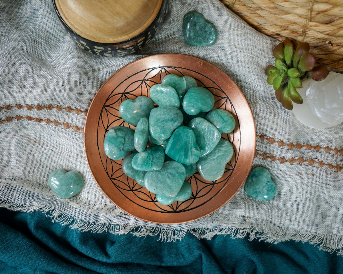 Amazonite Heart Carvings for Inner Peace