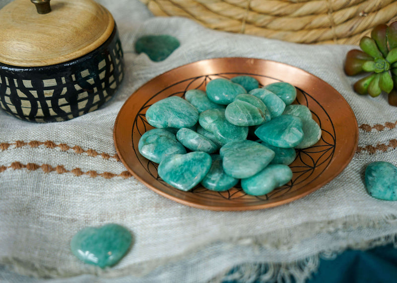 Amazonite Heart Carvings for Inner Peace