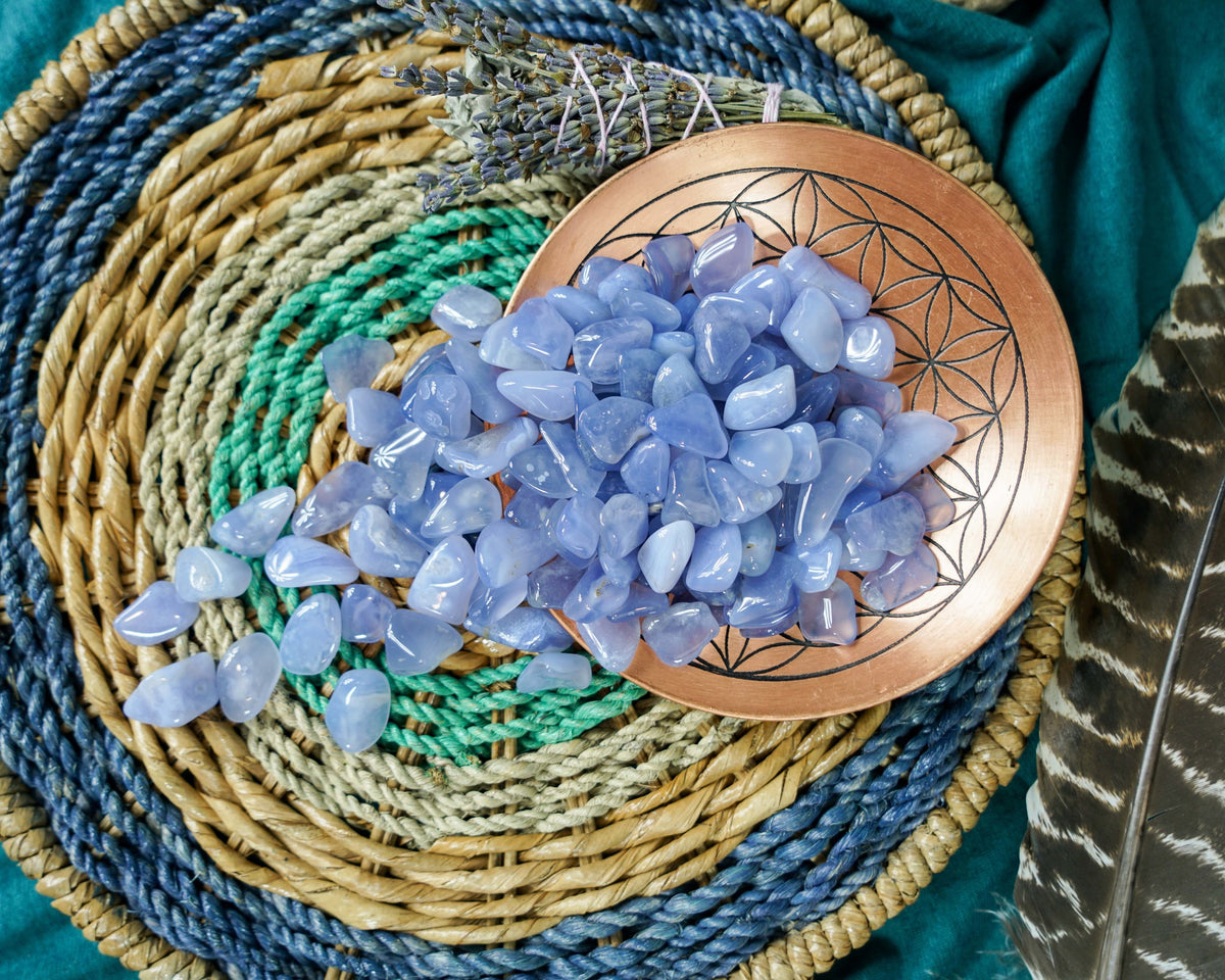 Tumbled Blue Chalcedony for Soothing & Support