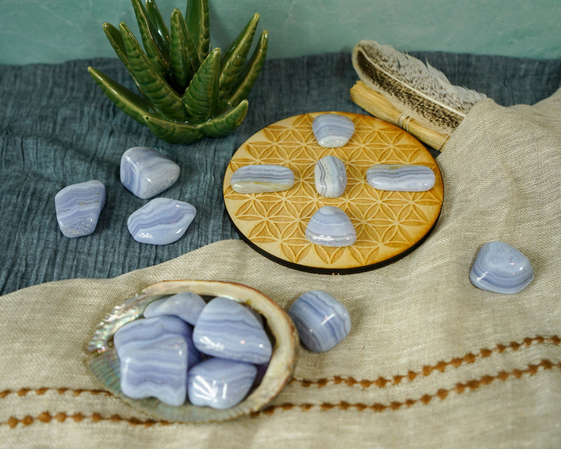 Tumbled Blue Lace Agate for Happiness & Personal Growth