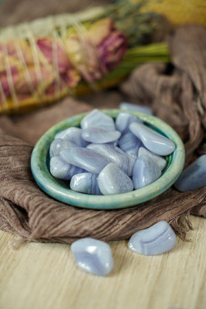 Tumbled Blue Lace Agate for Happiness & Personal Growth