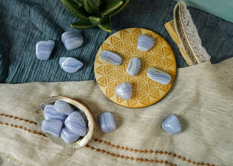 Tumbled Blue Lace Agate for Happiness & Personal Growth