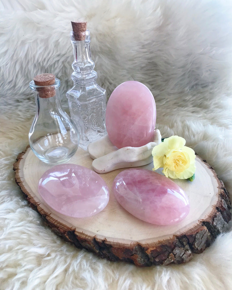 Rose Quartz Palm Stones for Love & Relationships