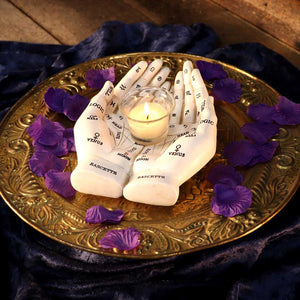 Cupped Palmistry Hands Candle Holder - Various Colors
