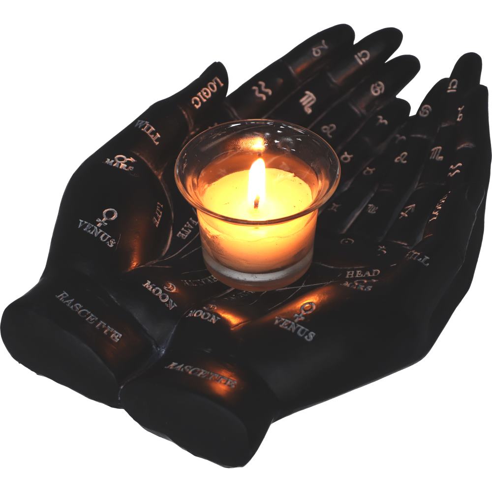 Cupped Palmistry Hands Candle Holder - Various Colors