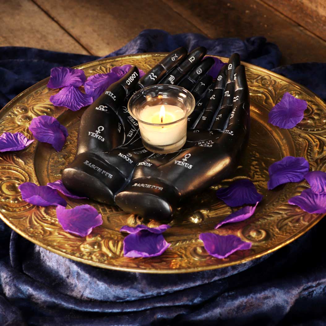 Cupped Palmistry Hands Candle Holder - Various Colors